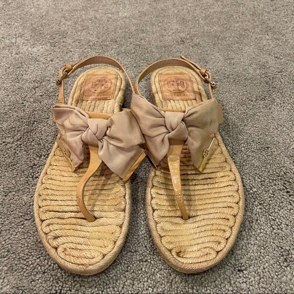 Tory Burch Bow Detail Espadrille Sandals Size 7.5